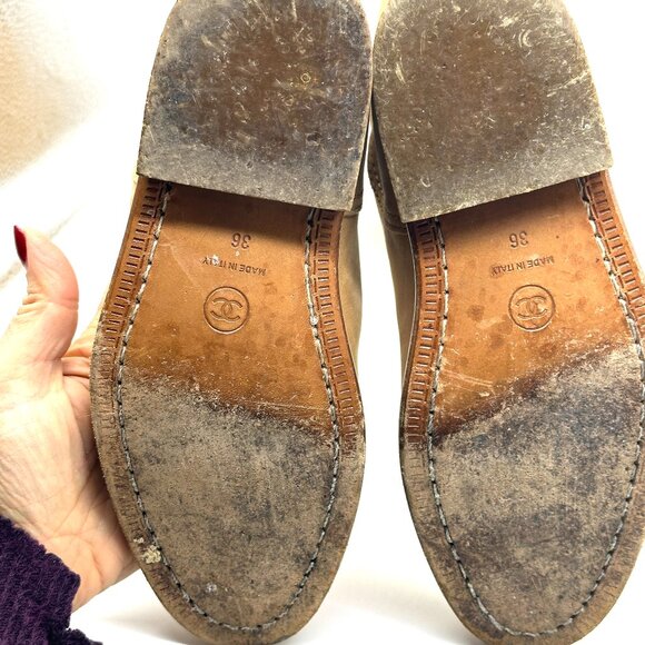 CHANEL Vintage 2006 Nubuck Leather CC Logo Back Zip Tall Riding Knee High Boots - Picture 12 of 15